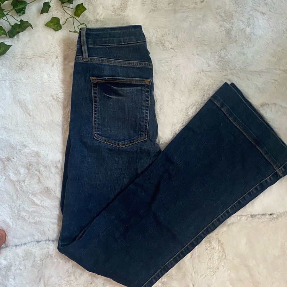 Good American flare denim with distress